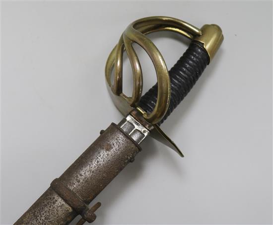 A 19th Century French cavalry sabre with scabbard
